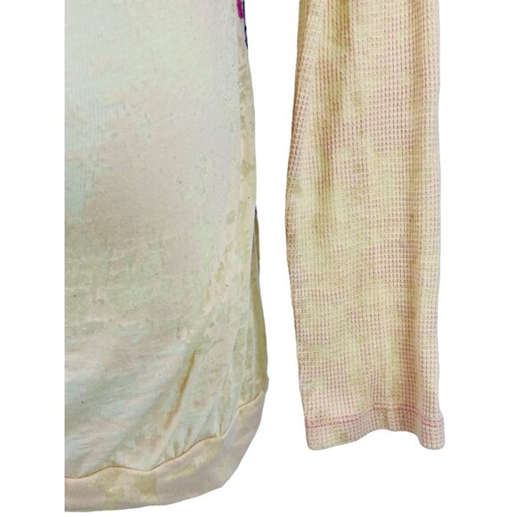 Vintage Free People Floral Boho Pullover Burnout Henley Hoodie Long Sleeve Top - Picture 11 of 16